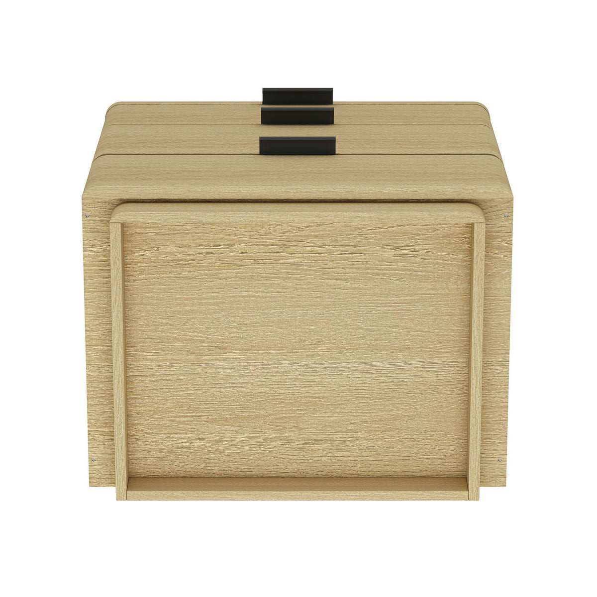 Oak Nightstand with 3 Drawers and Metal Handles - Payton