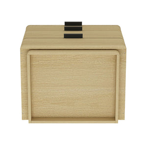 Oak Nightstand with 3 Drawers and Metal Handles - Payton