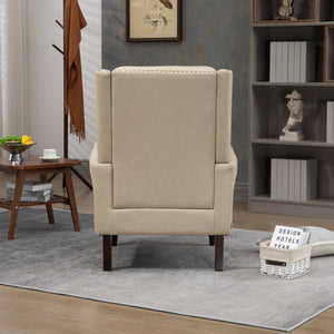 Modern Accent Lounge Chair with Sturdy Wood Legs in Camel PU Leather