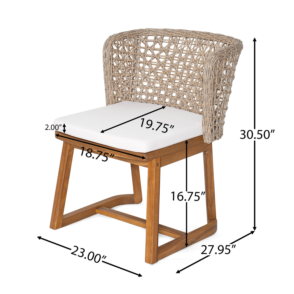 5-Piece Outdoor Dining Set with Acacia Wood Table & Wicker Back Chairs