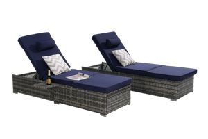 Outdoor Chaise Lounge Chair Set of 2 with Storage
