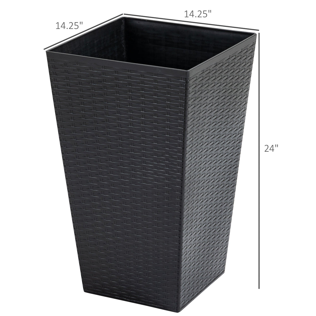 Outsunny set of 3 tall planters with drainage hole, outdoor flower pots, indoor planters for porch, front door, entryway, patio and deck