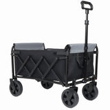 Collapsible Wagon with Wheels - 3 in 1 Lightweight Utility Camping Wagons Carts Foldable (Black)