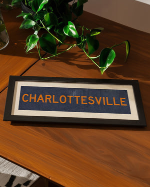 Framed Charlottesville Blue Bus Scroll