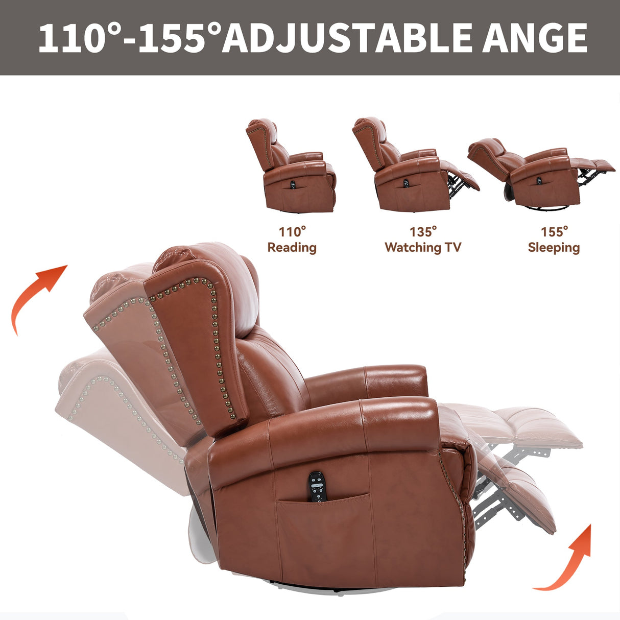 Heat Massage Manual Recliner Chair with Rocker and Swivel