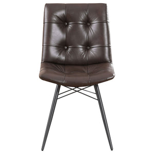 Aiken Faux Leather Upholstered Dining Side Chair Dark Brown (Set of 4)