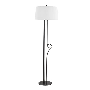 Shadow Contemporary Floor Lamp in Black Steel with White Linen Shade