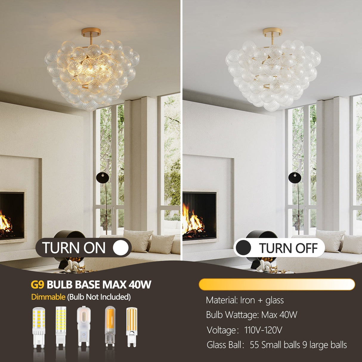 20-Inch Gold Ceiling Pendant Light with Threaded Clear Glass Globe Shade – Ideal for Living RoomDining RoomKitchen (Non Adjustable HeightNo Bulbs)