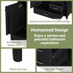 36" Black Bathroom Vanity Cabinet