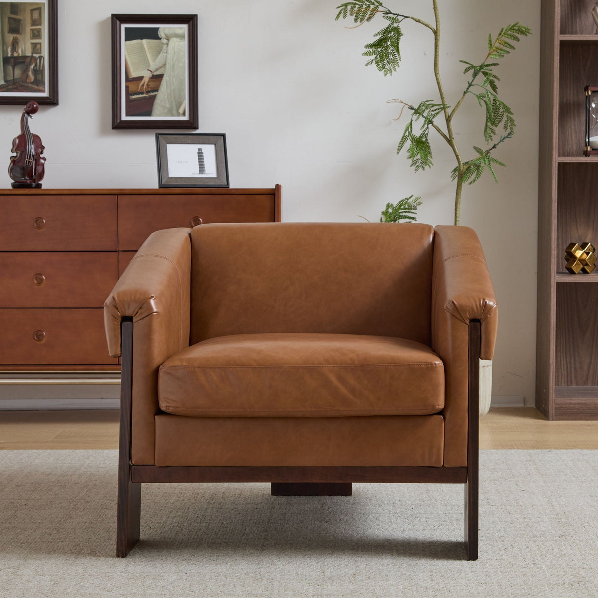 Sierra Vintage Modern Accent Chair With Deep Cushions And Wide Armrests