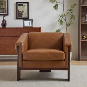 Sierra Vintage Modern Accent Chair With Deep Cushions And Wide Armrests