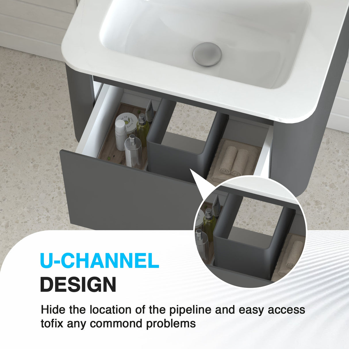 24" Wall-Mounted Bathroom Vanity