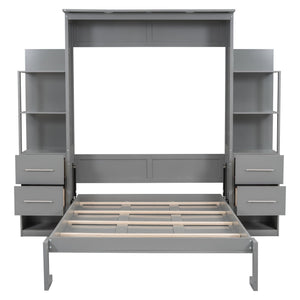 Murphy Wall Bed With LED Lights, Shelves And Drawers