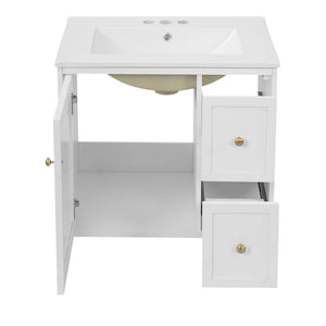 Wall-Mounted Bathroom Vanity Set With Sink, 2 Drawers And Soft-Close Door