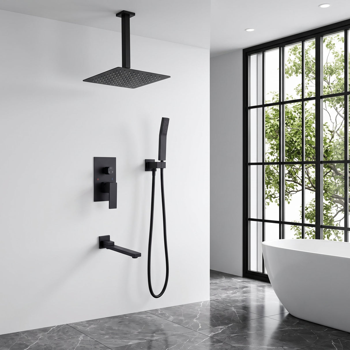 Shower System with Tub Spout,10 inch  Shower Head Shower Set for Bathroom Matte