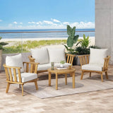Patio Furniture Set: Outdoor Acacia Wood Patio Club Chair with Table