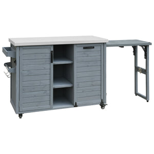 K&K 78.3' Outdoor Kitchen Island with Foldable Grill Table