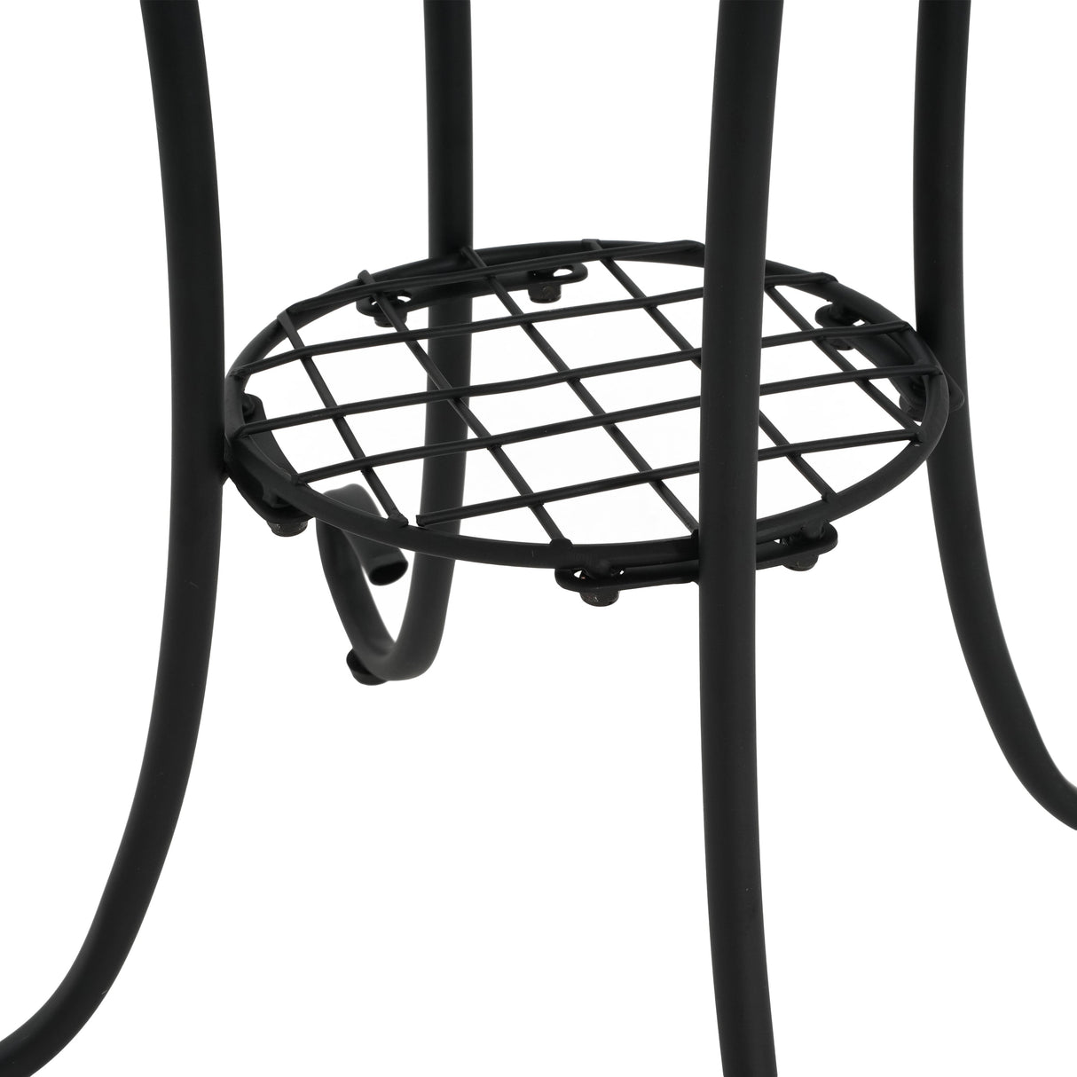 Patio Side Table with Shelf, Brown and Black