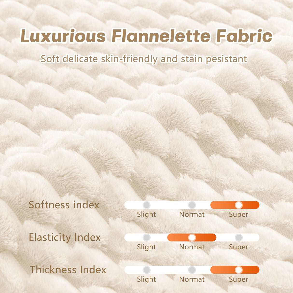 Flannelette Fabric Ottoman - White