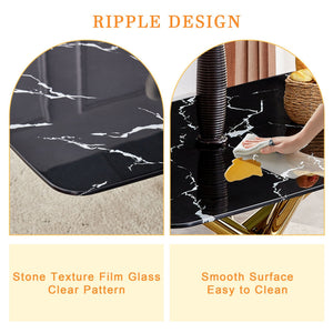 Luxurious Marble Patterned Dining Table With Metal Fork Legs