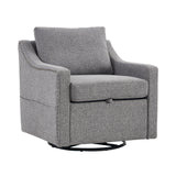 Linen Fabric 360° Swivel Accent Chair with Upholstered- Gray