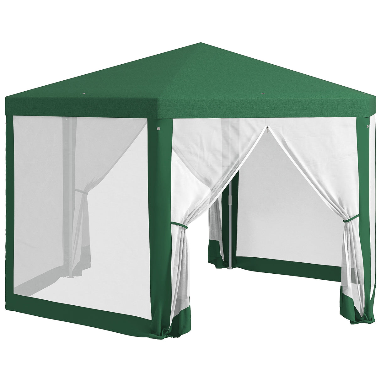 Outsunny 13' x 11' outdoor party tent, hexagon sun shade shelter canopy with protective mesh screen sidewalls, ropes & stakes, green