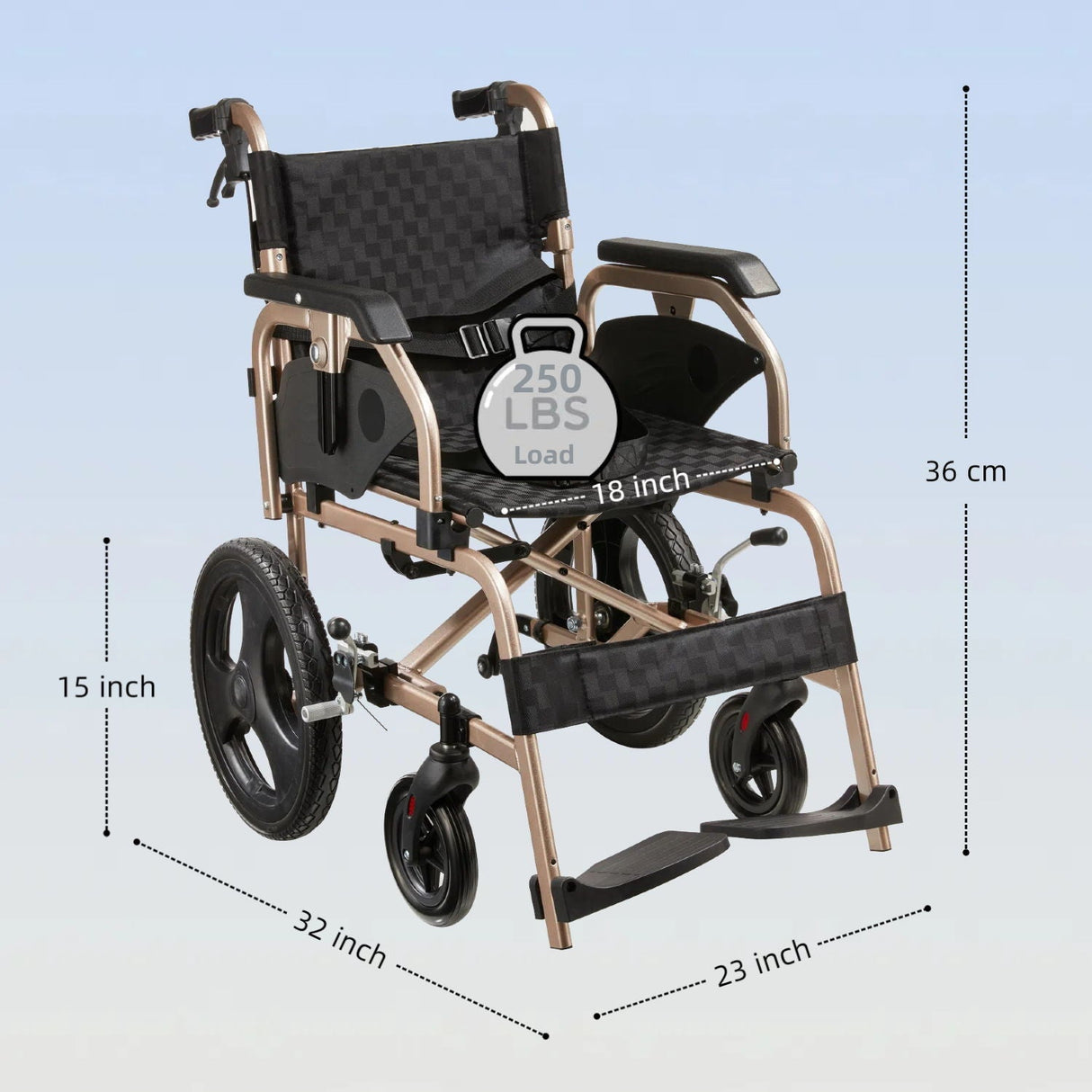 Lightweight Foldable Transport Wheelchair for Adults