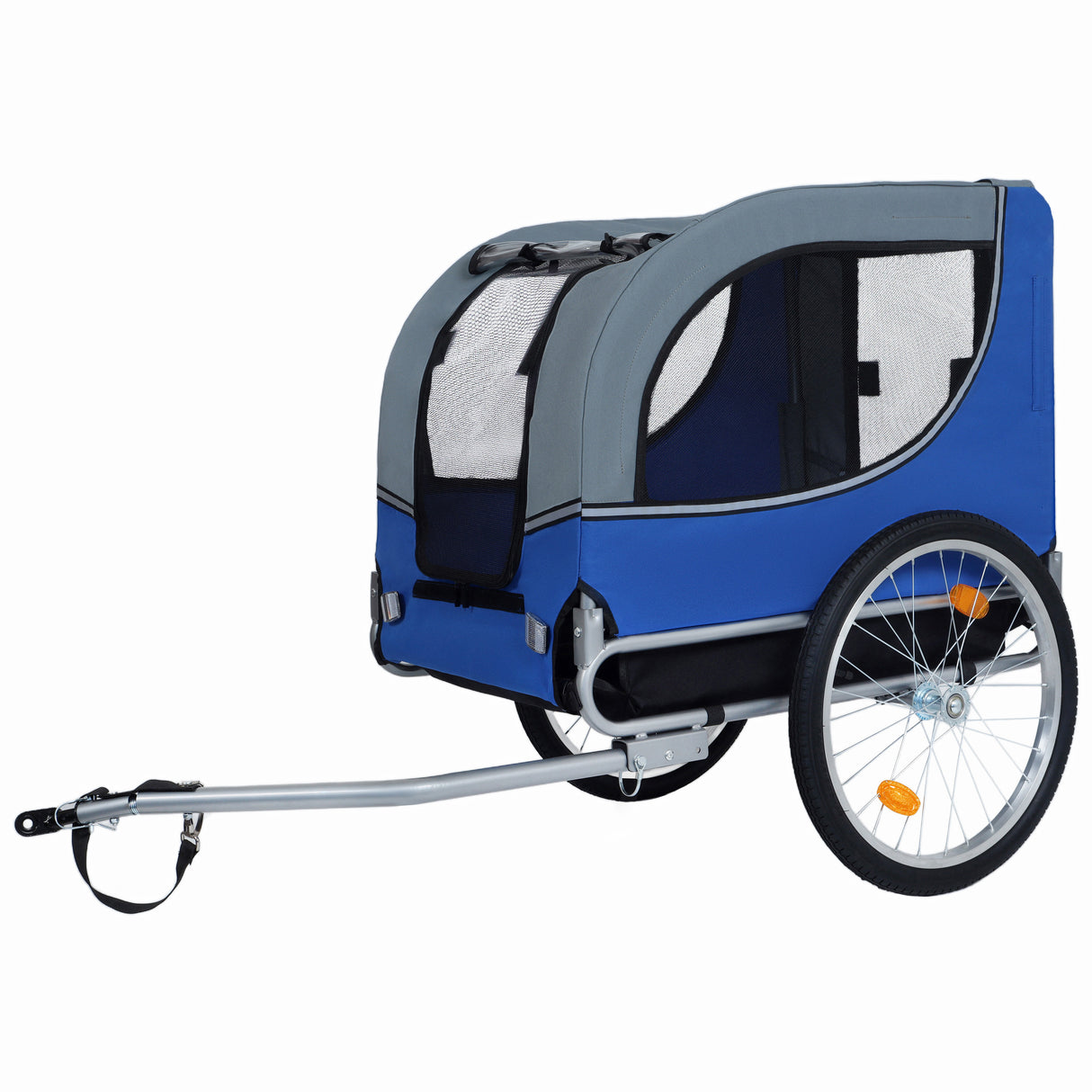 Large Folding Bike Trailer for Dogs – 66LB Capacity All-Terrain Pet Carrier, Blue- Grey