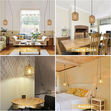 The-Handwoven-Rattan-Pendant-Light-with-Dimmable-LED-Bulb-Ceiling-Light-Fixtures