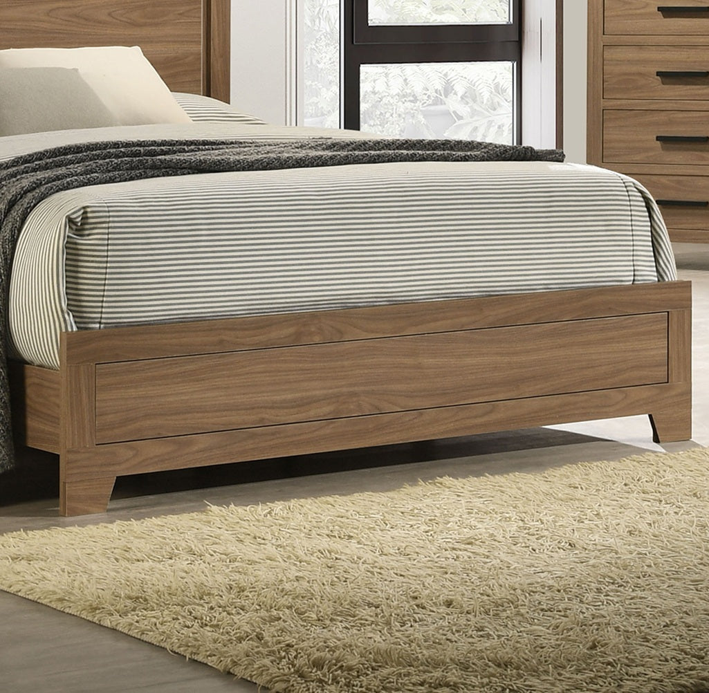 Walnut Chestnut 3pc Twin Size Bedroom Set with Nightstands