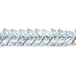 10.12 Carat Genuine Aquamarine .925 Sterling Silver Bracelet