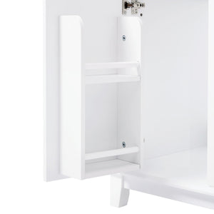 Bathroom Vanity Cabinet Only, 3 Drawers & 4 Doors With Double Layer Shelves - White