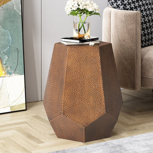 Modern Hammered Iron Geometric End Table