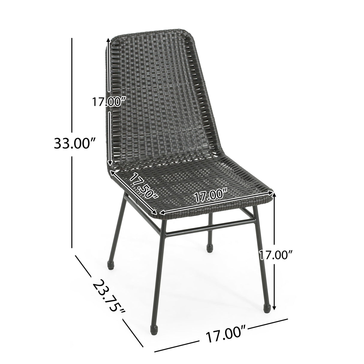 Outdoor Dining Chairs (Set of 2) with Rattan Backrest and Cushions