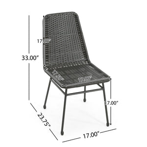 Outdoor Dining Chairs (Set of 2) with Rattan Backrest and Cushions