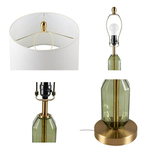 Faceted Green Glass Table Lamp