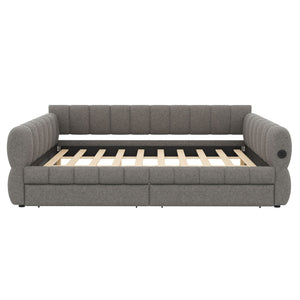 Upholstered Platform Bed With USB Charging And 2 Storage Drawers