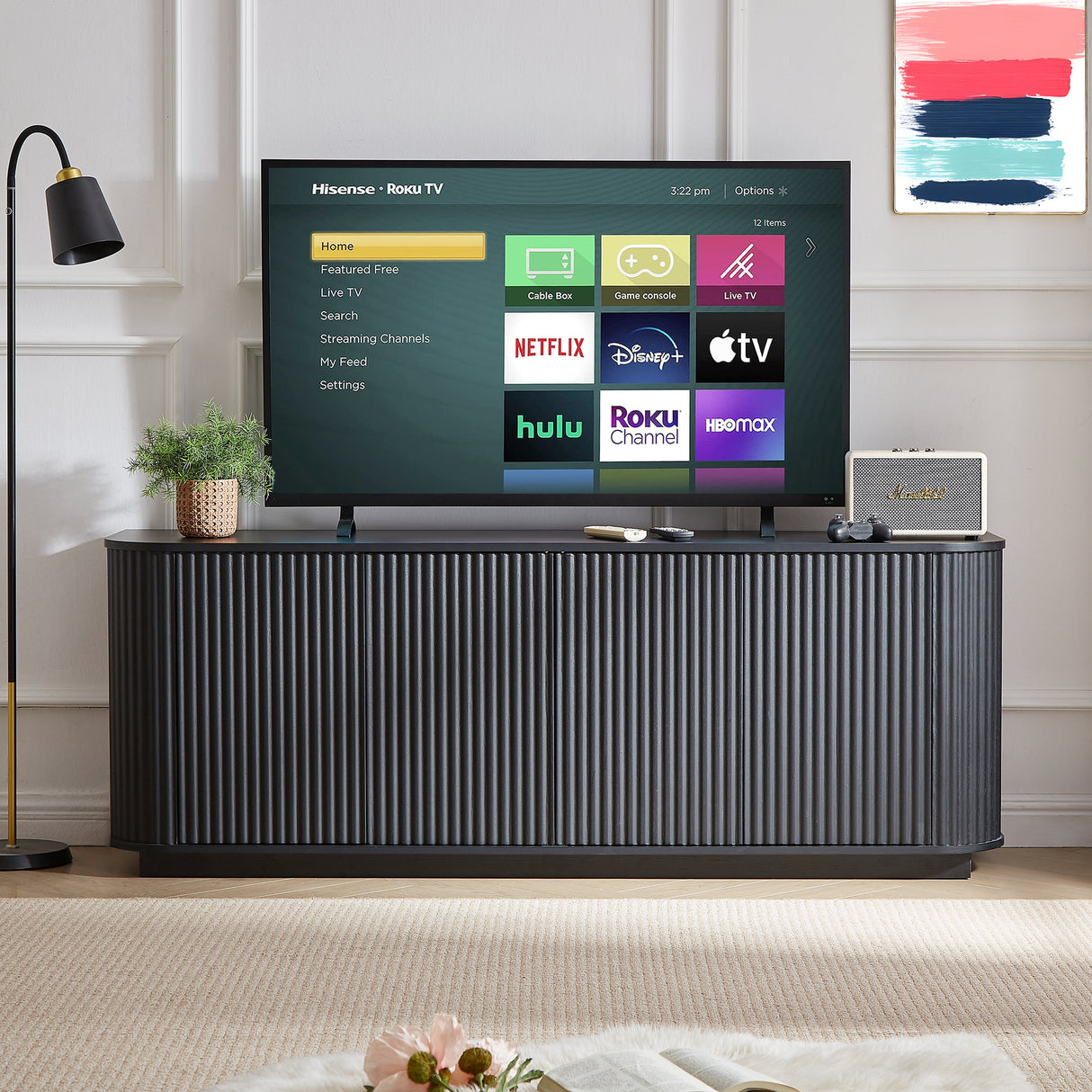 Modern Fluted Sideboard Storage Cabinet