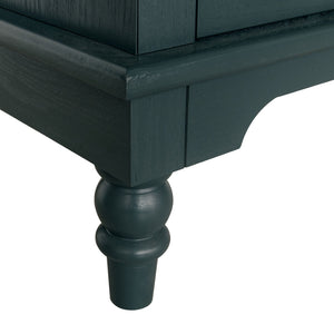 Blackish Green Hollow-Carved 3-Drawer Dresser with Metal Handles