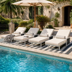 White Iron Outdoor Chaise Lounge