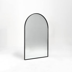 24x36 Inch Black Metal Framed Arched Bathroom Mirror