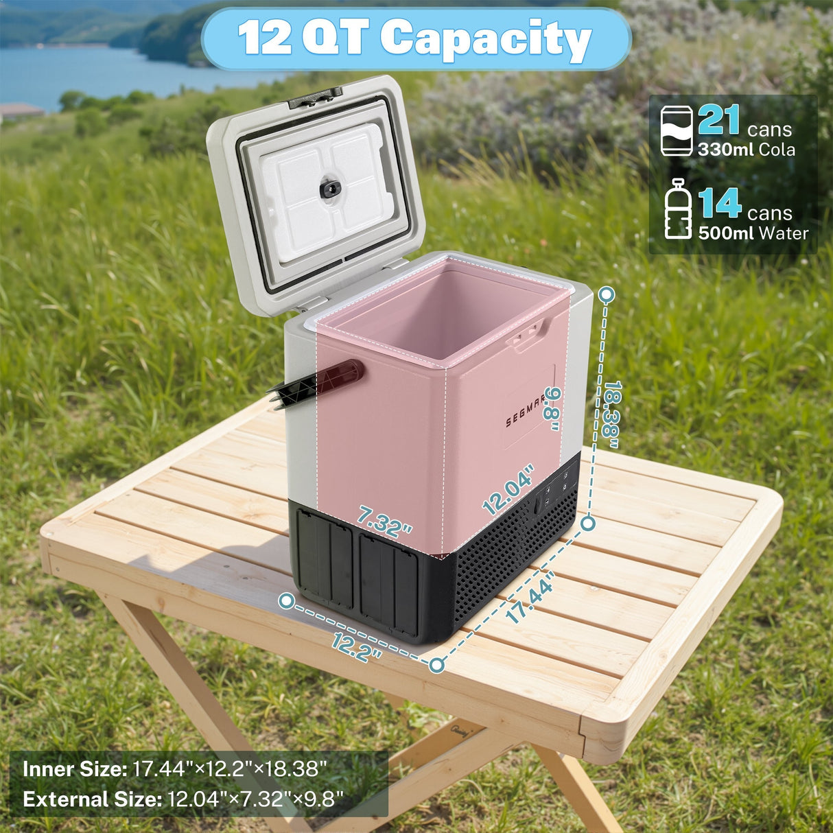 P15 Portable Car Fridge (45W 13.5L) for Camping