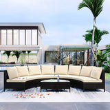 TOPMAX 5 Pieces All-Weather Brown PE Rattan Sofa Set