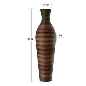 Tall Standing Designer Floor Vases With Elegant 2 Tone Finishes Ideal For Decorating Living Rooms, Bedrooms, Entryways Perfect For Decorating Your Home - Black / Gray