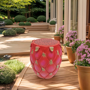 13.4' Oversized Resin Dragon Fruit Stool, Multi-Purpose Side Table & Plant Stand