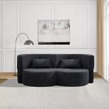 Folding Sofa Bed in Black Teddy Bear Fabric