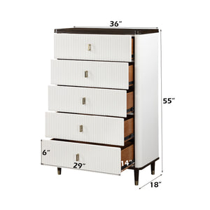Carena - 5 Piece Bedroom Set (Eastern King Dresser Chest Mirror Nightstand) - Brown / Light Gray / White