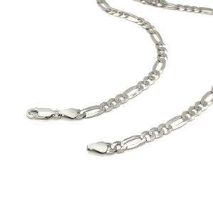 Rhodium Plated 5.5mm Sterling Silver Figaro Style Chain