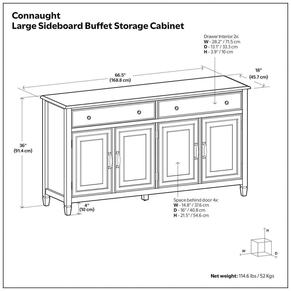 Connaught - Large Sideboard Buffet Storage Cabinet