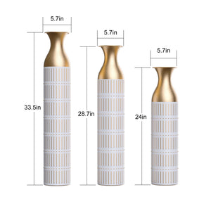 Floor Metal Vases Decorated White Metal Vases (Set of 3)
